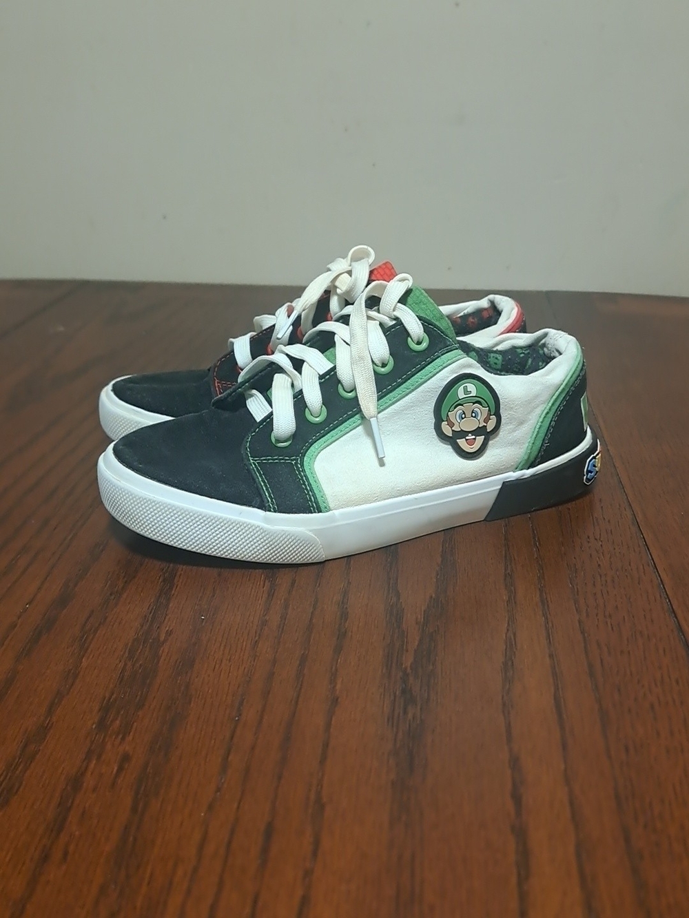 Nintendo White, Black & Green Luigi Character Kids Sneakers